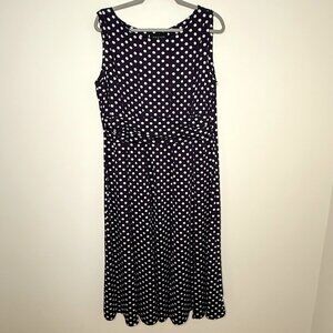 Perceptions‎ NY Sleeveless Women's XL Maxi Dress in Purple w White Polka Dots